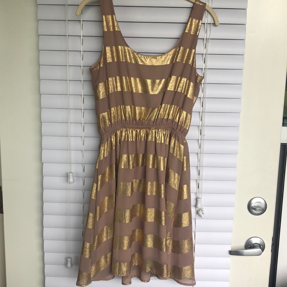 Gold and Tan Stripped Dress